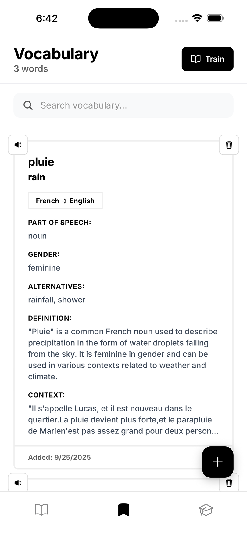 Mobile app vocabulary