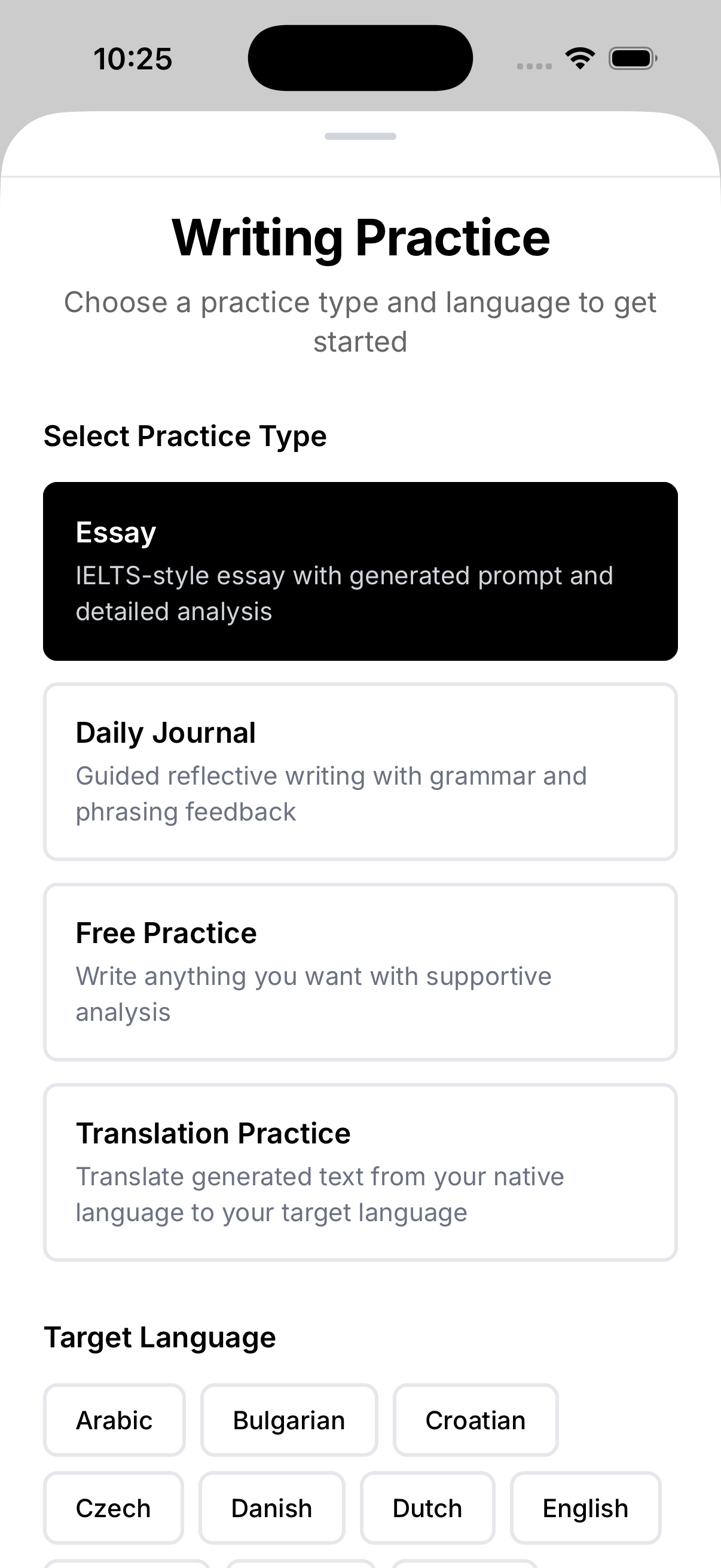 Writing practice create