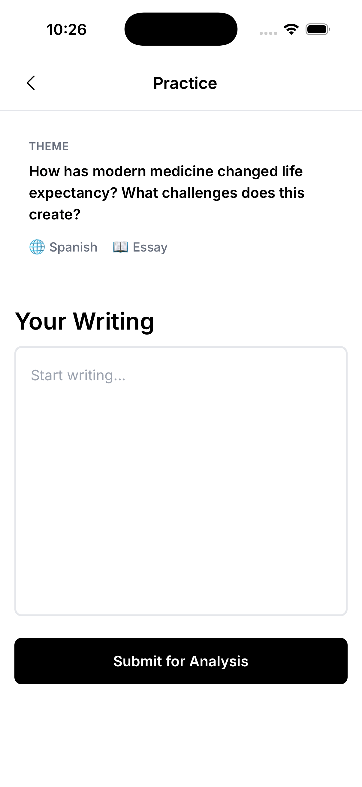 Writing practice view