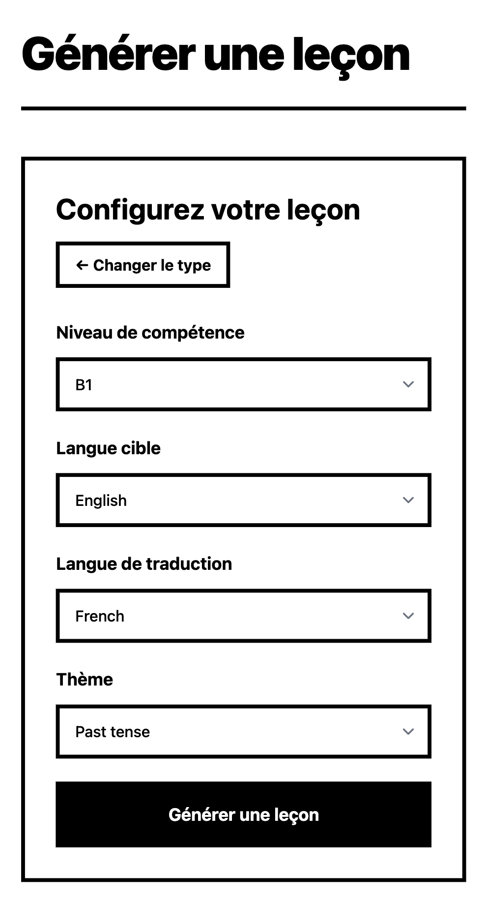 Mobile lesson configuration
