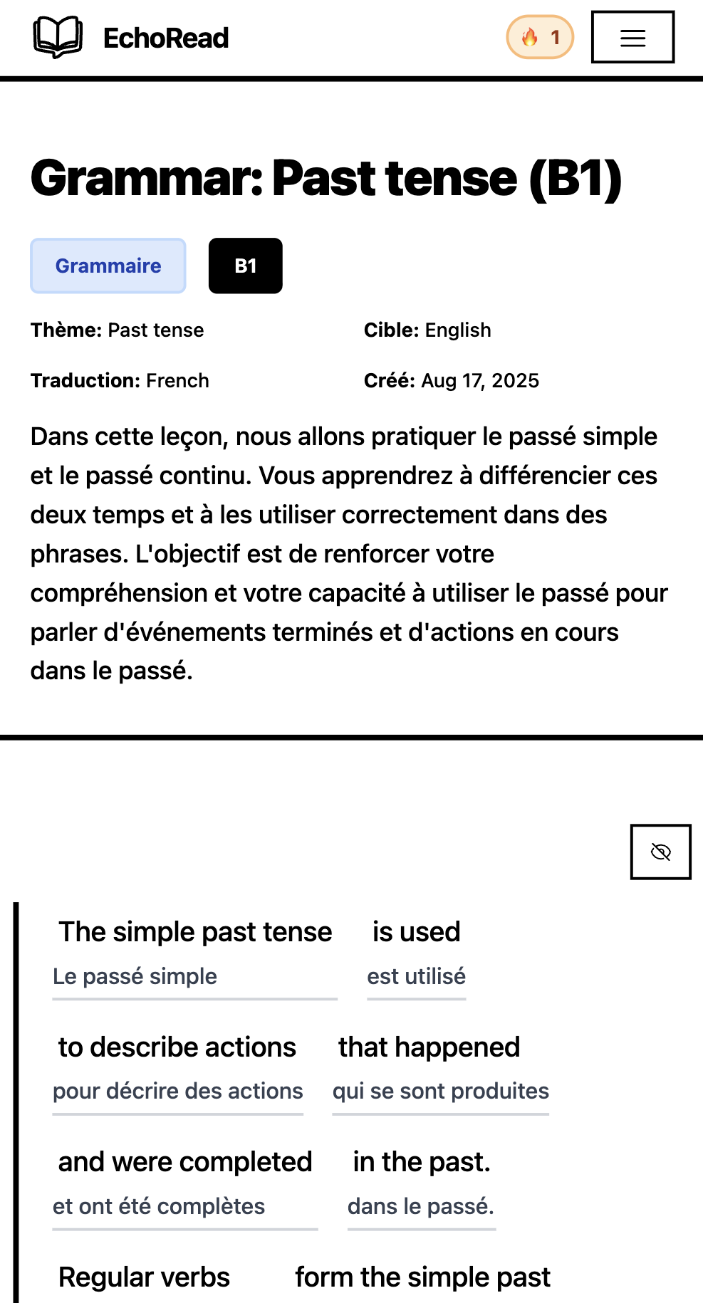 Mobile generated lesson